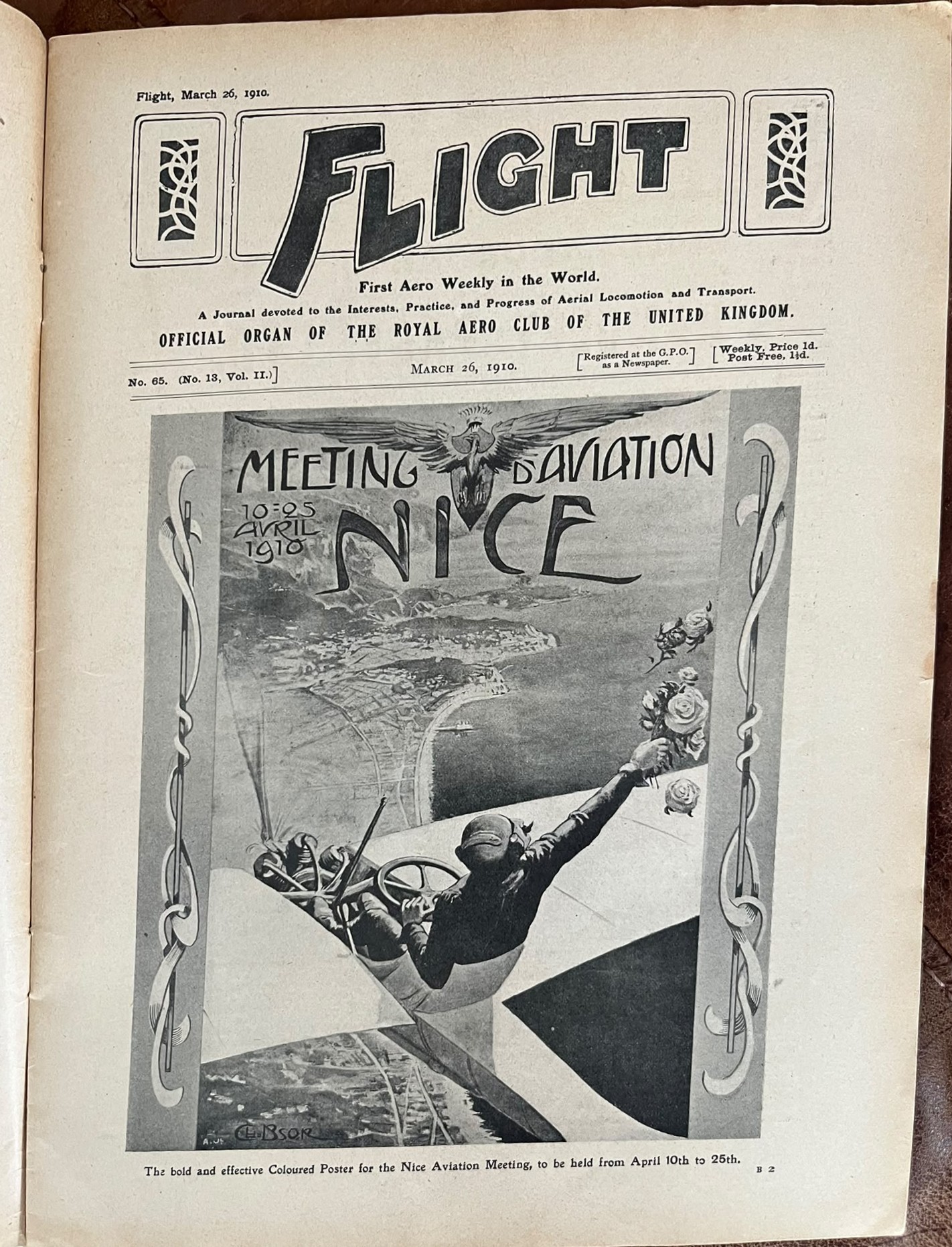 Flight, 26 March 1910 — inside page with the Nice Aviation Meeting poster