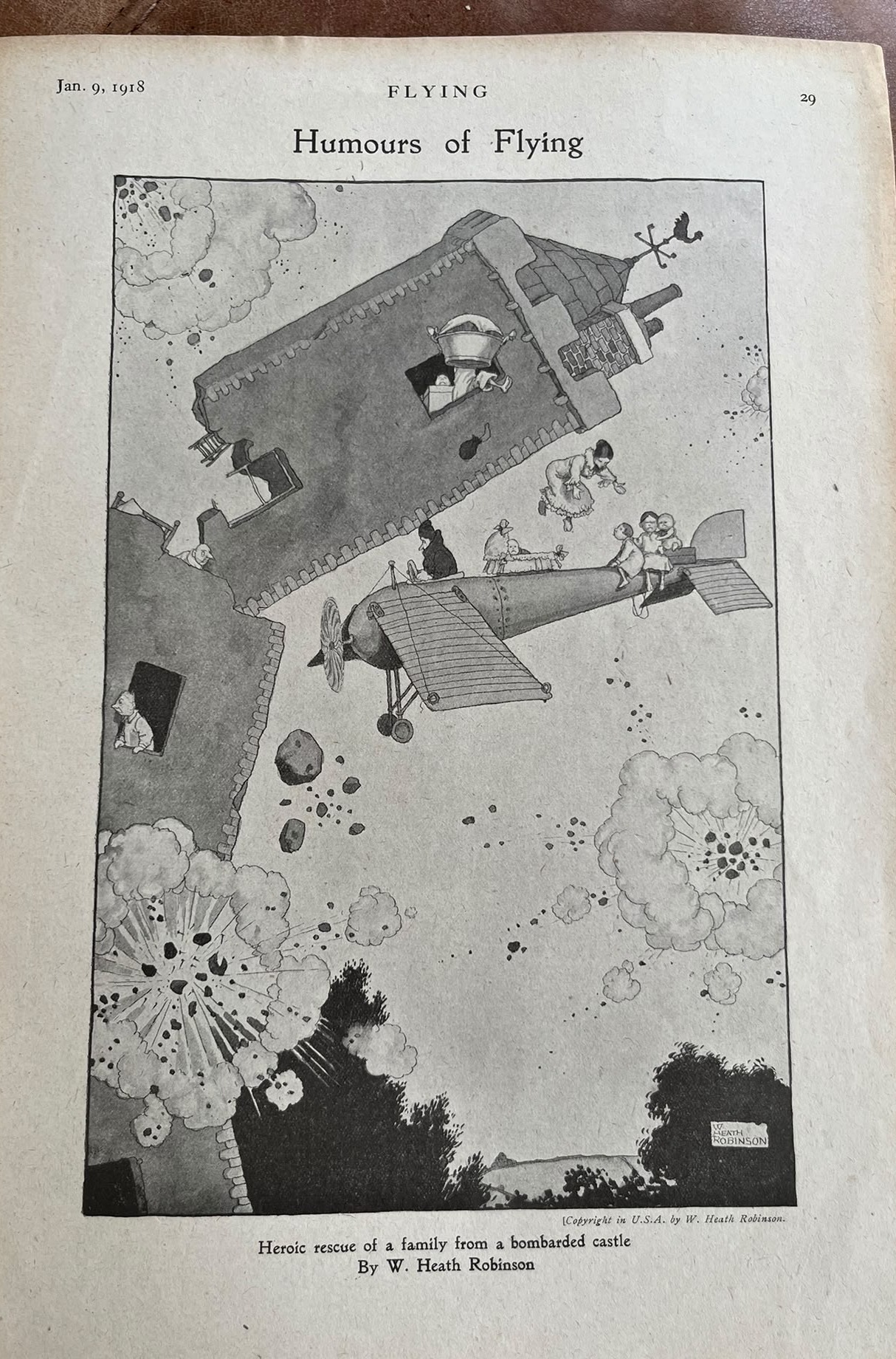 W. Heath Robinson cartoons in ‘Flying’, 1918
